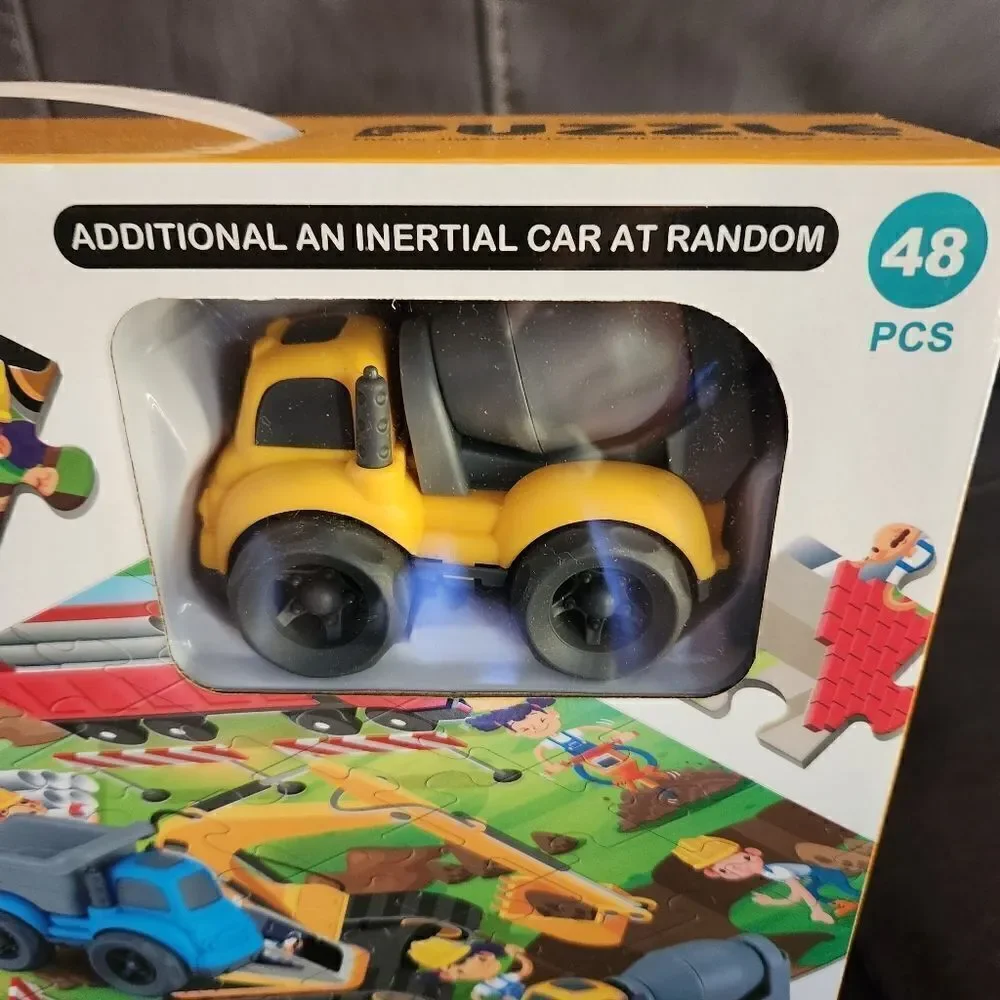 DIY Coloring Jigsaw Puzzle with Car and Markers Construction